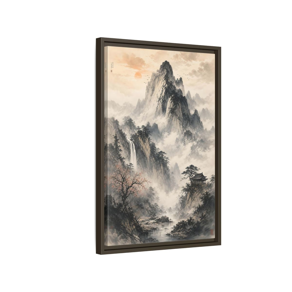Side Mockup 2. Nature Mountain Landscape Grey Mountain shown as stretched canvas wall art