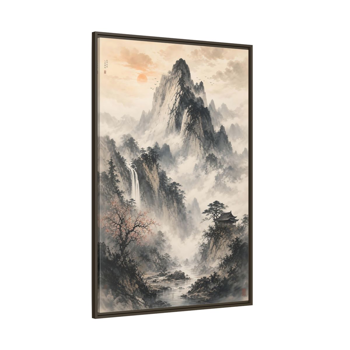 Side Mockup 8. Nature Mountain Landscape Grey Mountain shown as stretched canvas wall art