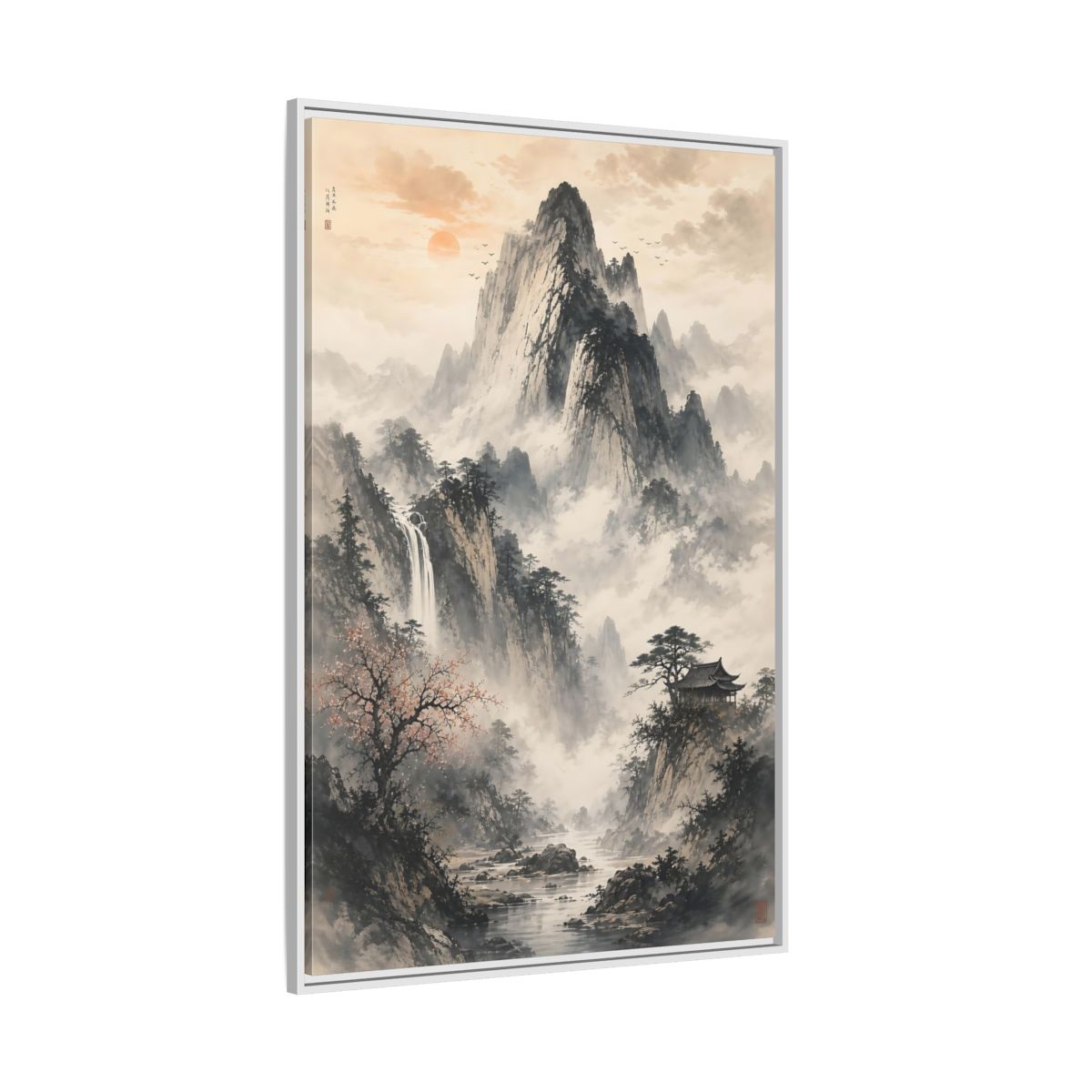 Side Mockup 7. Nature Mountain Landscape Grey Mountain shown as stretched canvas wall art