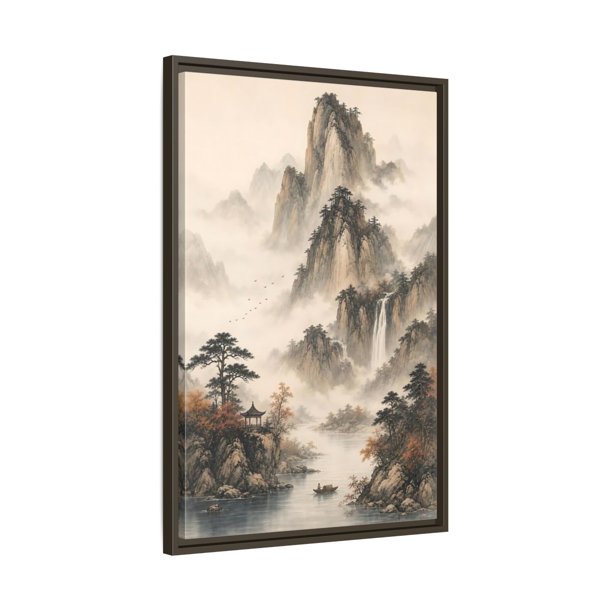Side Mockup 11. Nature Mountain Landscape Misty Mountains shown as stretched canvas wall art