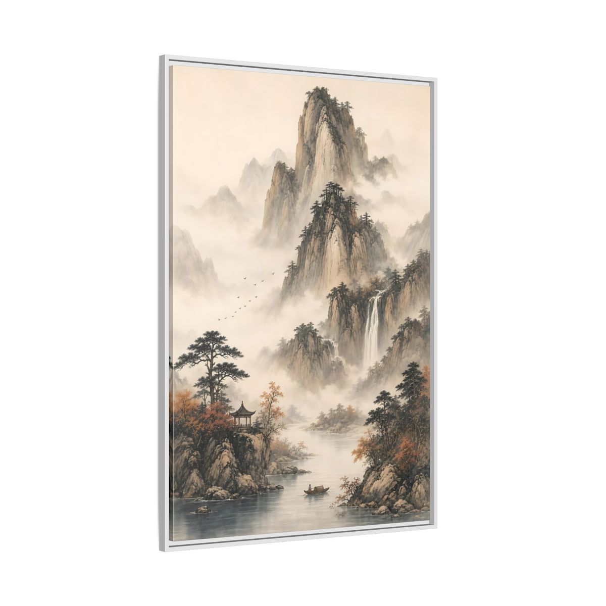 Side Mockup 7. Nature Mountain Landscape Misty Mountains shown as stretched canvas wall art