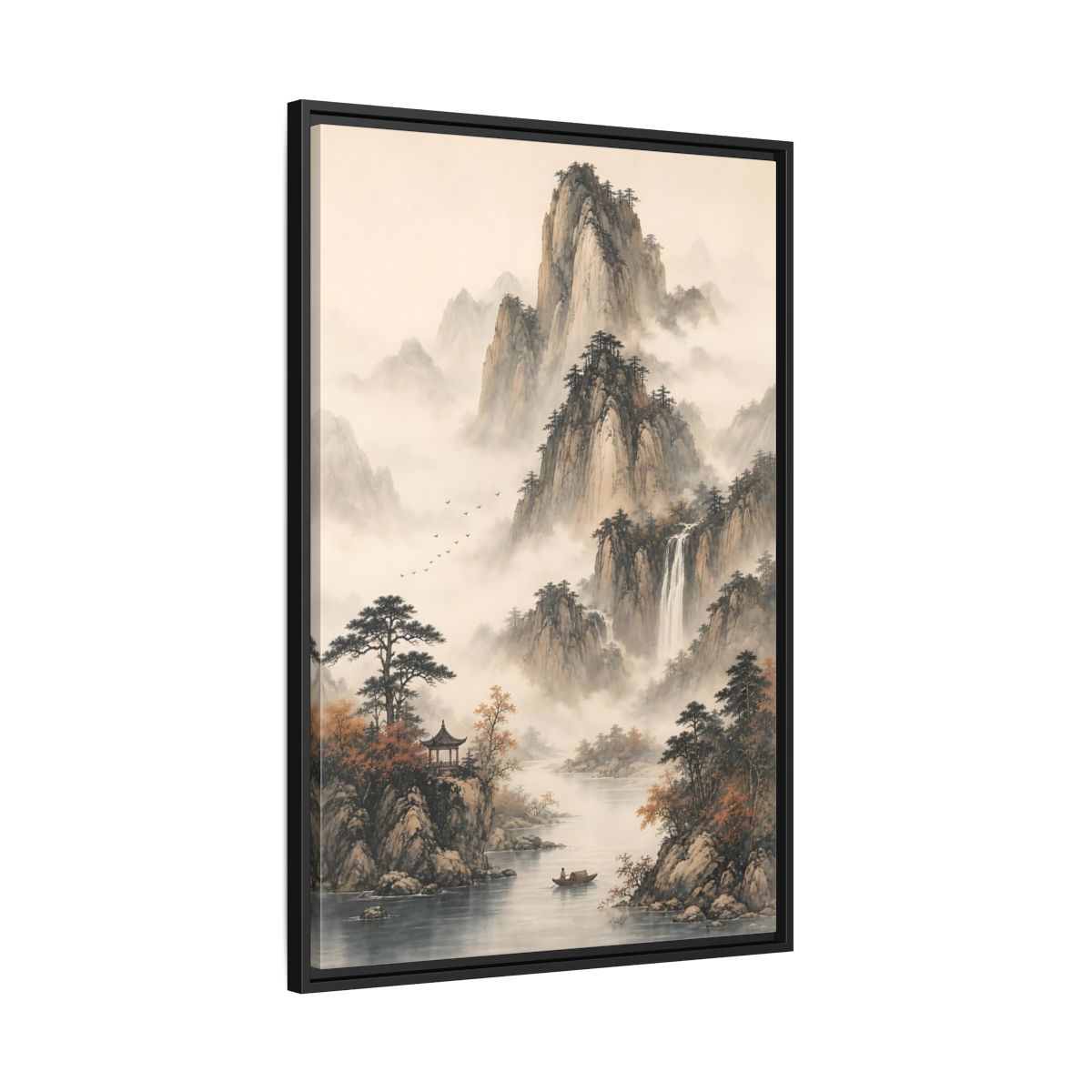 Side Mockup 13. Nature Mountain Landscape Misty Mountains shown as stretched canvas wall art