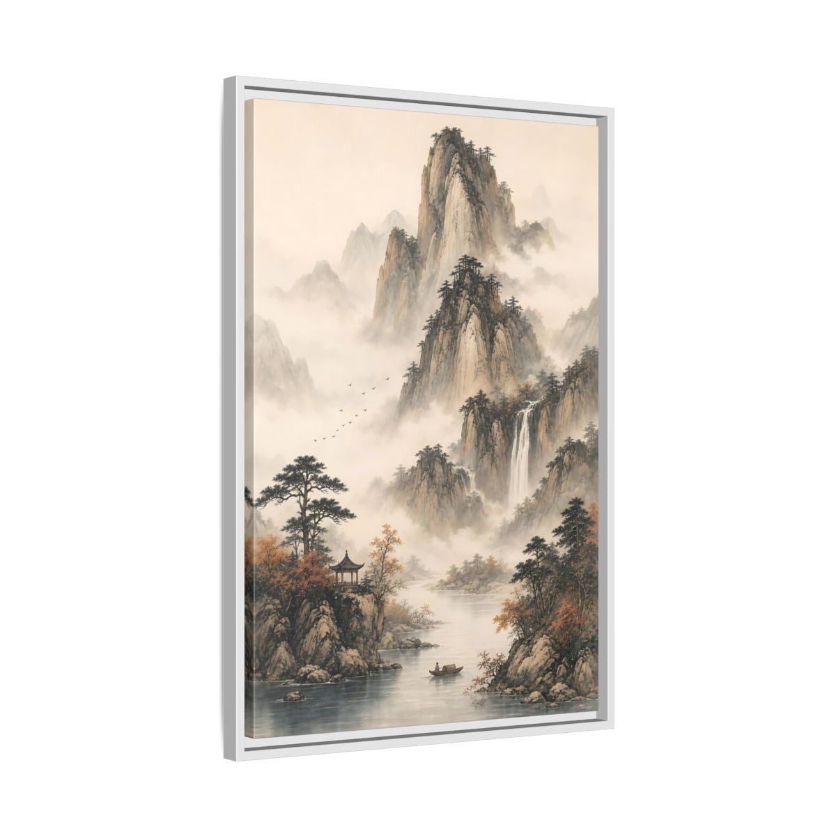 Side Mockup 10. Nature Mountain Landscape Misty Mountains shown as stretched canvas wall art