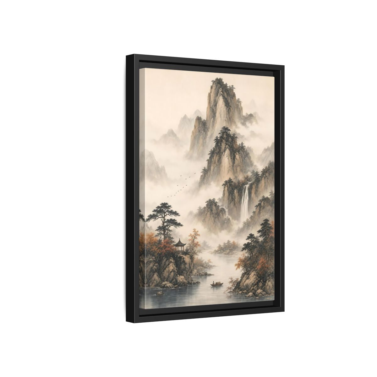 Side Mockup 6. Nature Mountain Landscape Misty Mountains shown as stretched canvas wall art