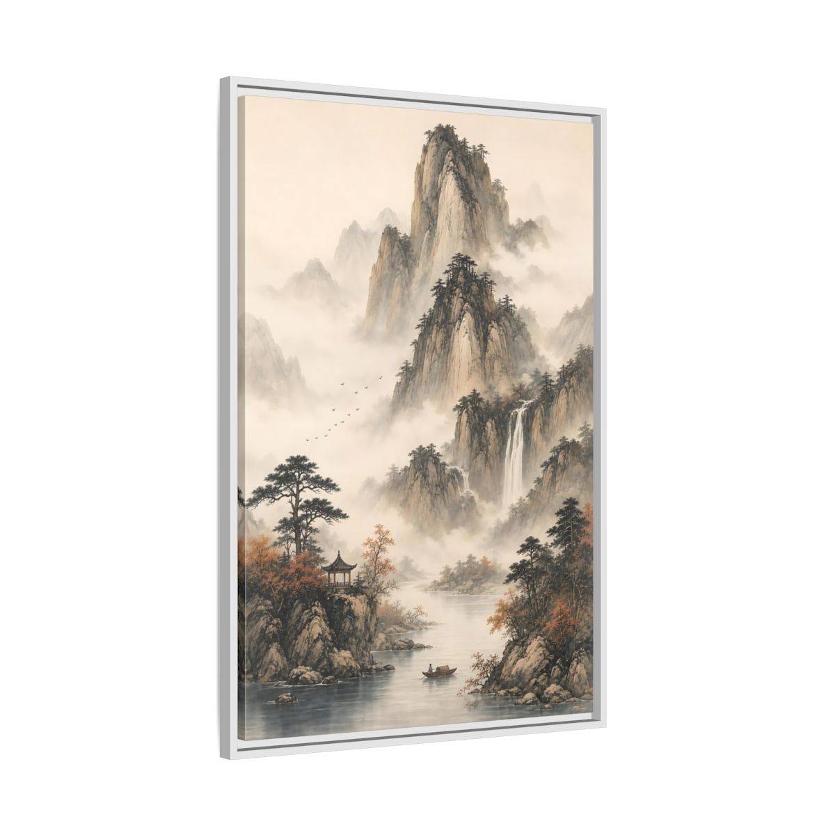 Side Mockup 9. Nature Mountain Landscape Misty Mountains shown as stretched canvas wall art