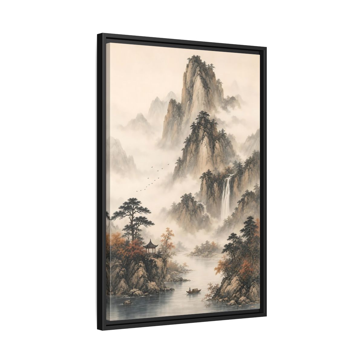 Side Mockup 14. Nature Mountain Landscape Misty Mountains shown as stretched canvas wall art