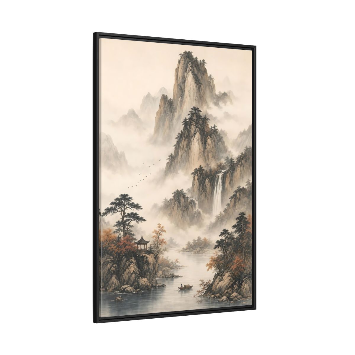 Side Mockup 12. Nature Mountain Landscape Misty Mountains shown as stretched canvas wall art