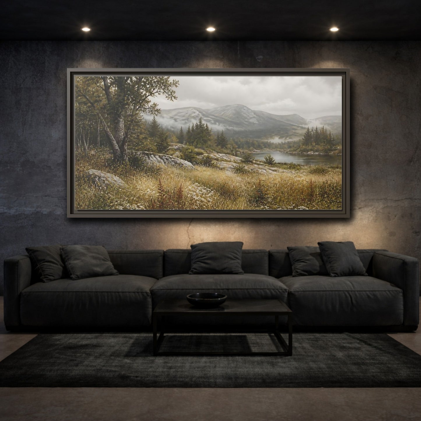 Mockup 3. Nature Mountain Landscape Misty Landscape shown as stretched canvas wall art