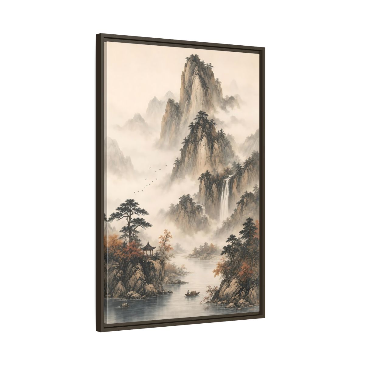 Main Mockup. Nature Mountain Landscape Misty Mountains shown as stretched canvas wall art