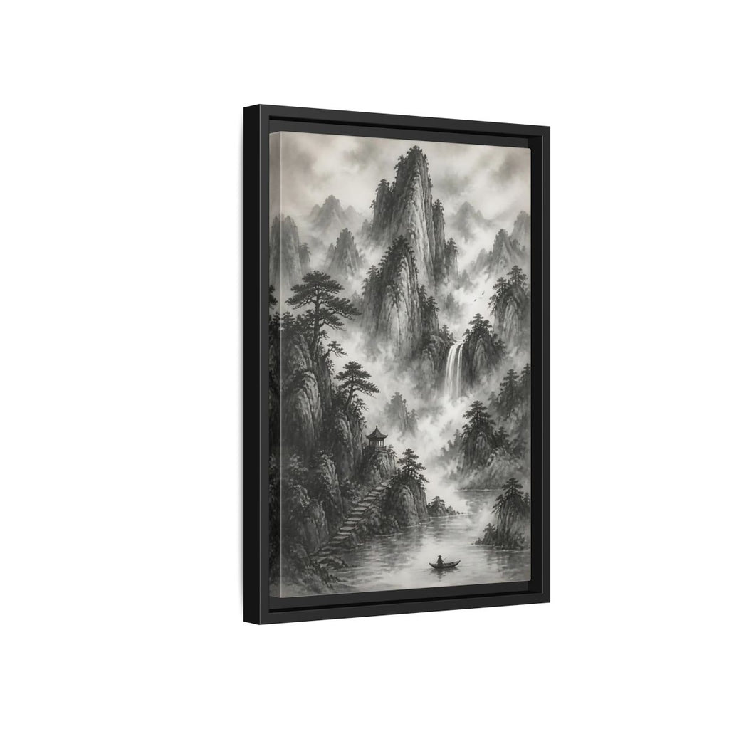 Side Mockup 6. Nature Mountain Landscape Monochrome Landscape shown as stretched canvas wall art