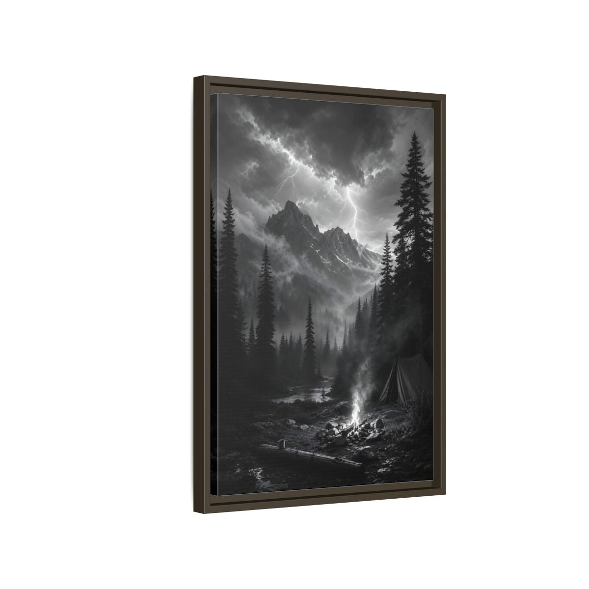 Side Mockup 2. Nature Mountain Landscape Monochrome Landscape shown as stretched canvas wall art