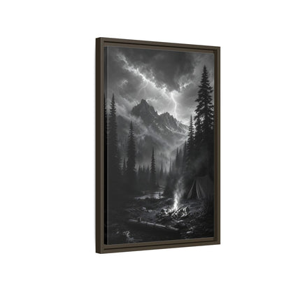 Side Mockup 2. Nature Mountain Landscape Monochrome Landscape shown as stretched canvas wall art