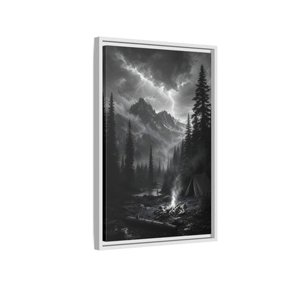 Side Mockup 1. Nature Mountain Landscape Monochrome Landscape shown as stretched canvas wall art