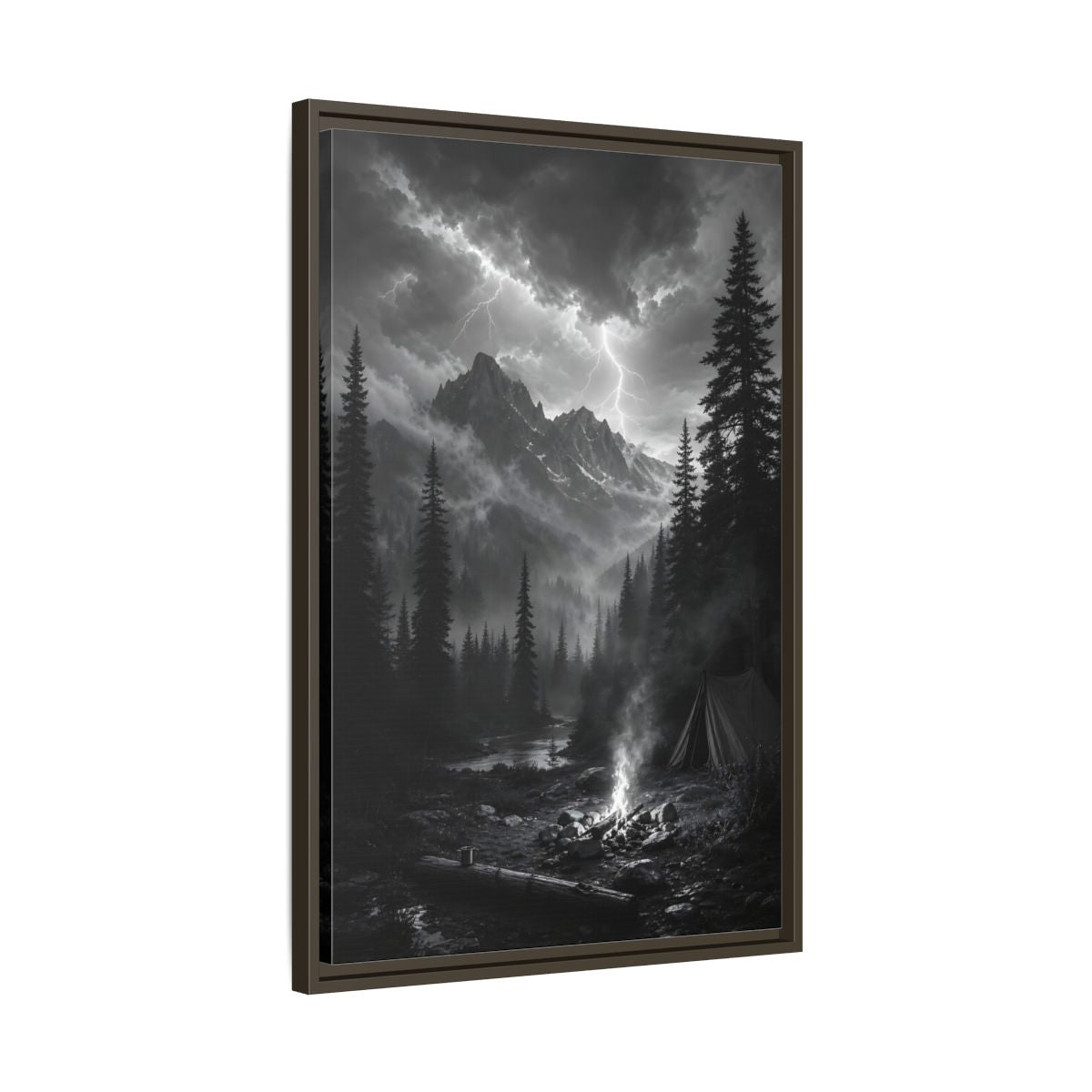 Side Mockup 11. Nature Mountain Landscape Monochrome Landscape shown as stretched canvas wall art