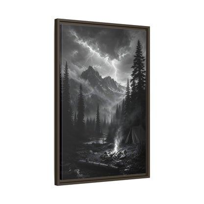 Side Mockup 11. Nature Mountain Landscape Monochrome Landscape shown as stretched canvas wall art
