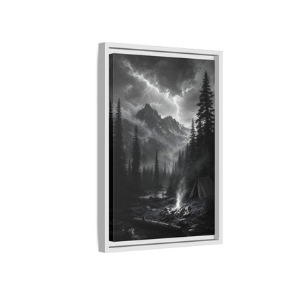 Side Mockup 4. Nature Mountain Landscape Monochrome Landscape shown as stretched canvas wall art