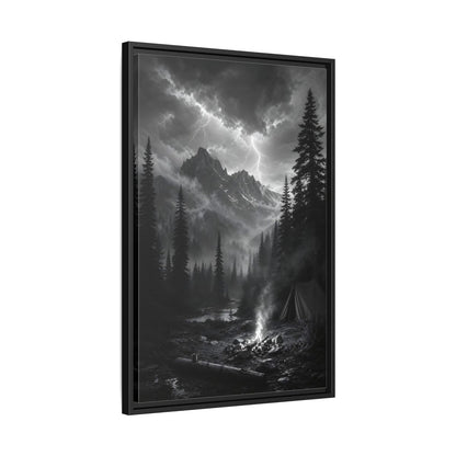 Side Mockup 14. Nature Mountain Landscape Monochrome Landscape shown as stretched canvas wall art