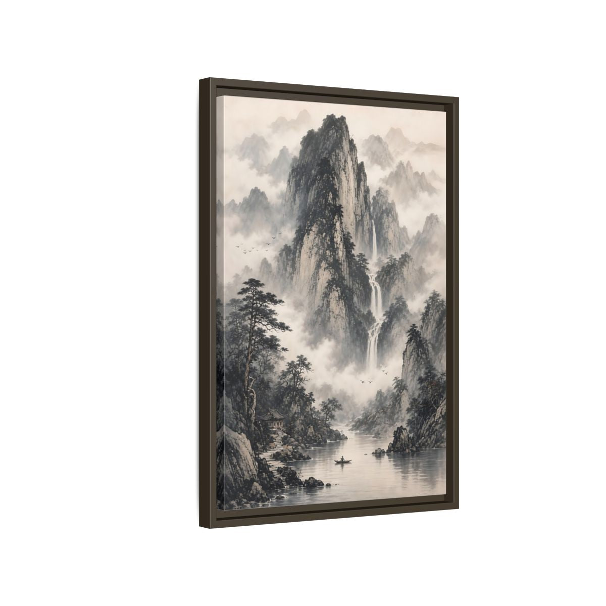 Side Mockup 2. Nature Mountain Landscape Monochrome Mountains shown as stretched canvas wall art