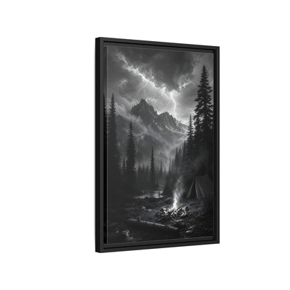 Side Mockup 3. Nature Mountain Landscape Monochrome Landscape shown as stretched canvas wall art