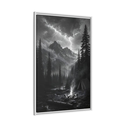 Side Mockup 9. Nature Mountain Landscape Monochrome Landscape shown as stretched canvas wall art