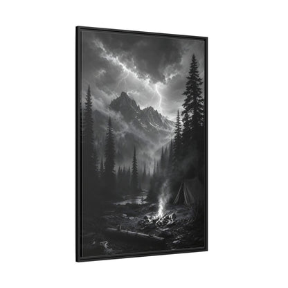 Side Mockup 12. Nature Mountain Landscape Monochrome Landscape shown as stretched canvas wall art