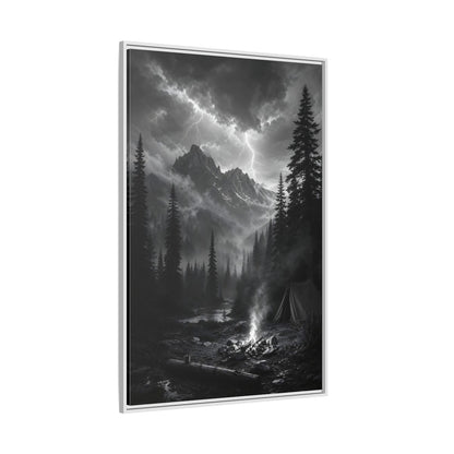 Side Mockup 7. Nature Mountain Landscape Monochrome Landscape shown as stretched canvas wall art