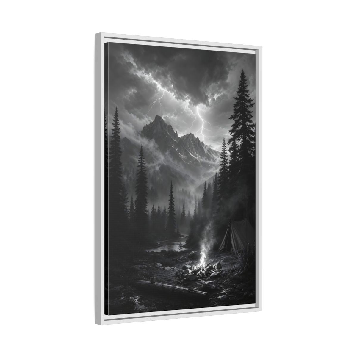 Side Mockup 10. Nature Mountain Landscape Monochrome Landscape shown as stretched canvas wall art