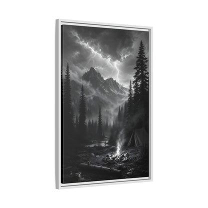 Side Mockup 10. Nature Mountain Landscape Monochrome Landscape shown as stretched canvas wall art