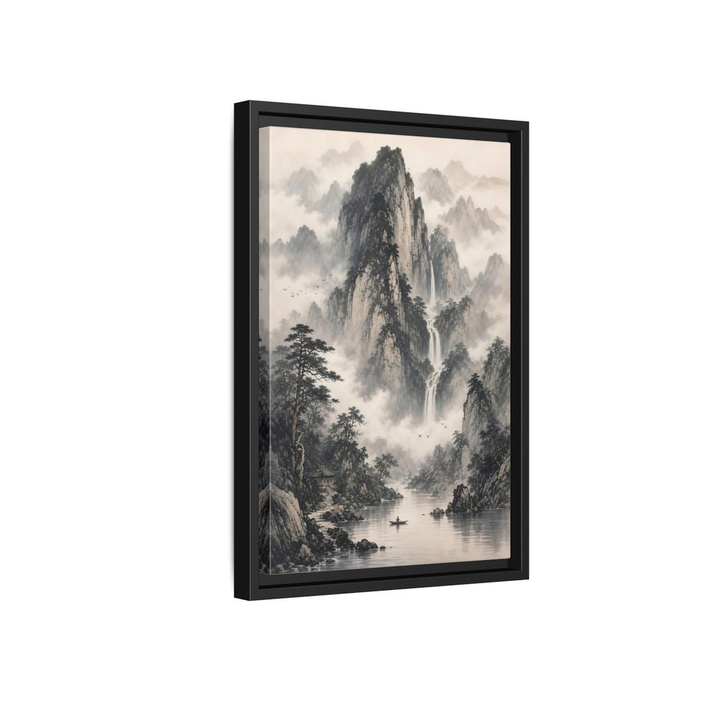 Side Mockup 6. Nature Mountain Landscape Monochrome Mountains shown as stretched canvas wall art