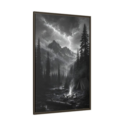 Side Mockup 8. Nature Mountain Landscape Monochrome Landscape shown as stretched canvas wall art