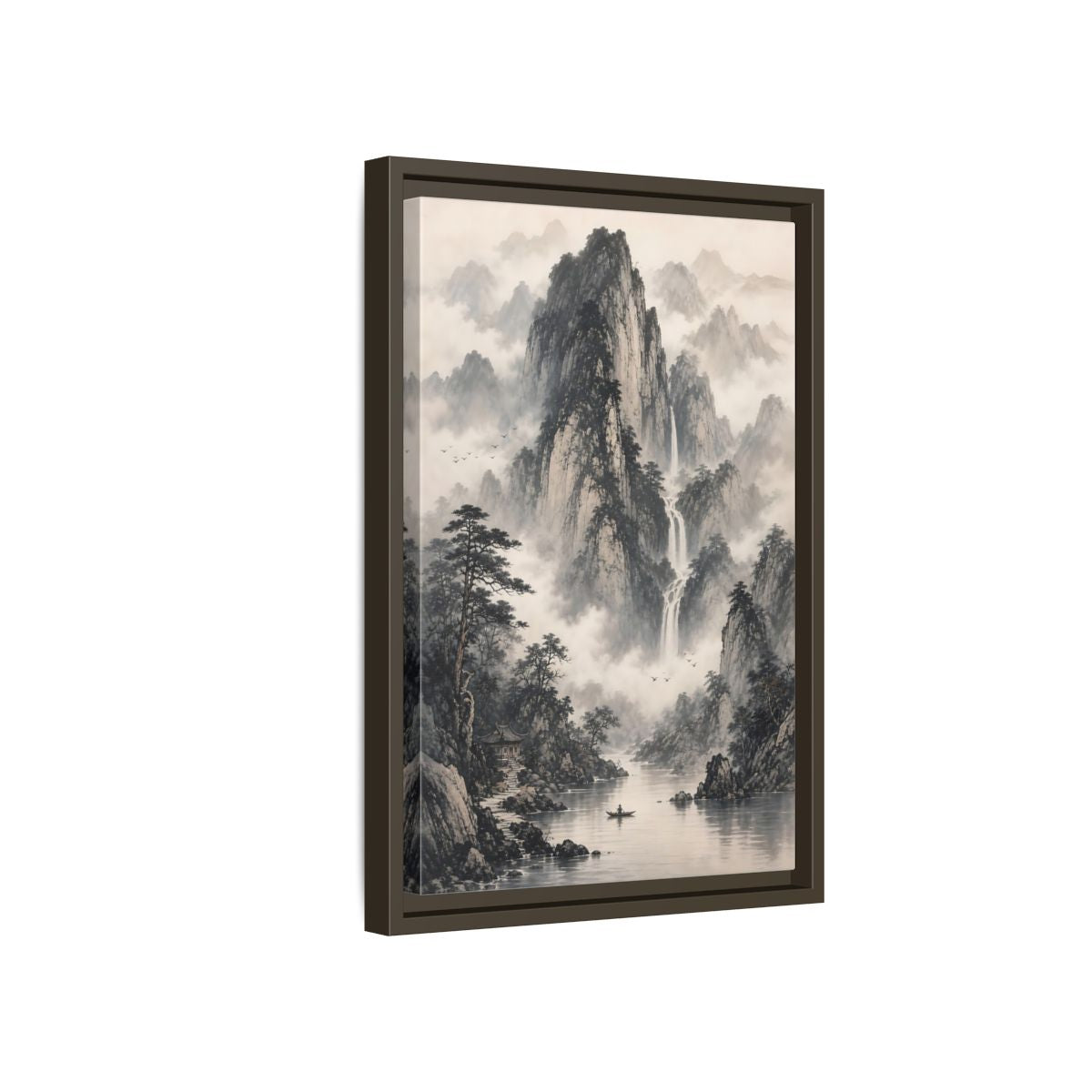 Side Mockup 5. Nature Mountain Landscape Monochrome Mountains shown as stretched canvas wall art