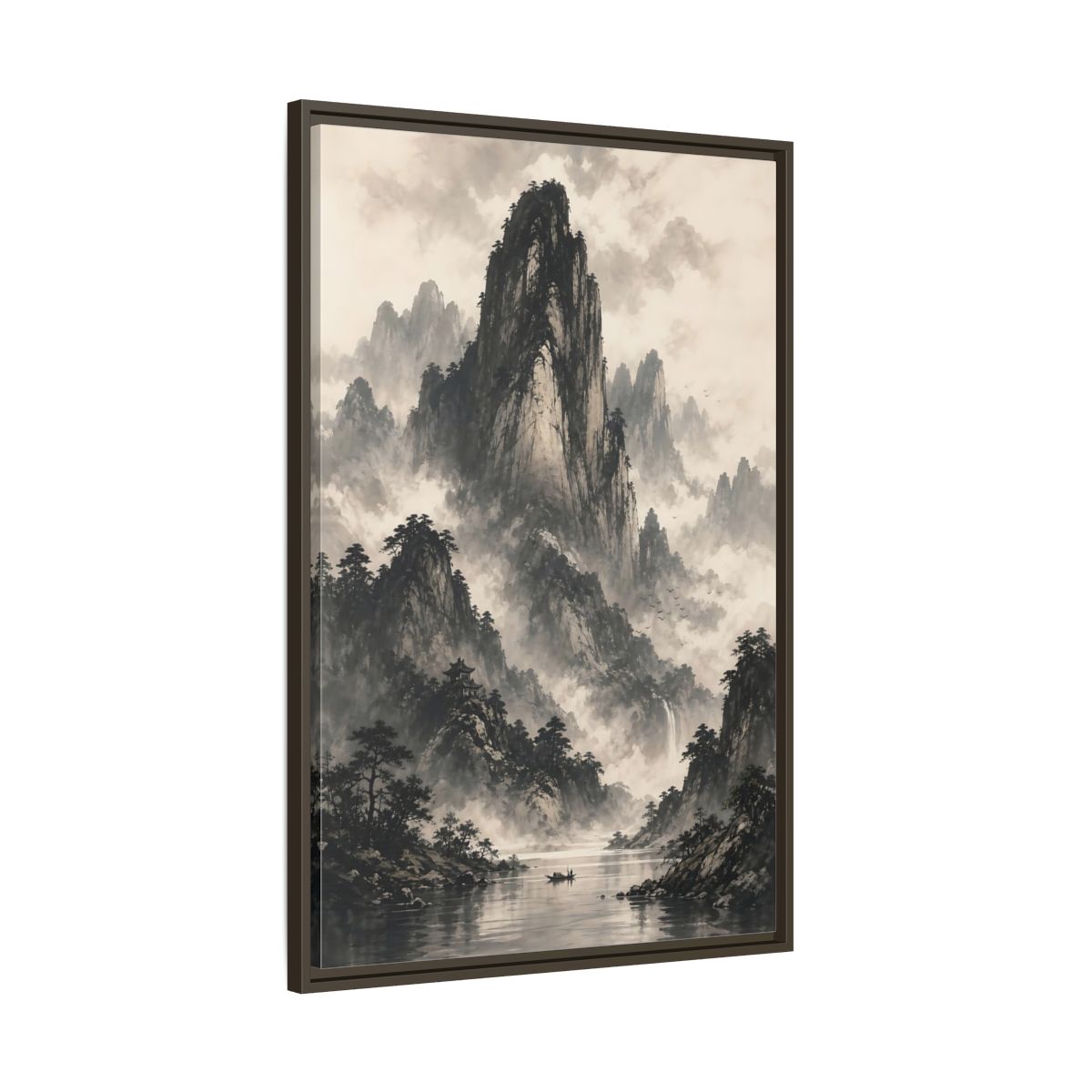 Main Mockup. Nature Mountain Landscape Monochrome Landscape shown as stretched canvas wall art