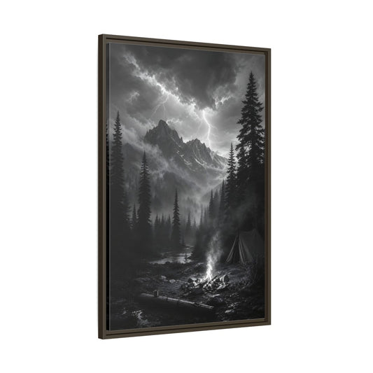 Main Mockup. Nature Mountain Landscape Monochrome Landscape shown as stretched canvas wall art