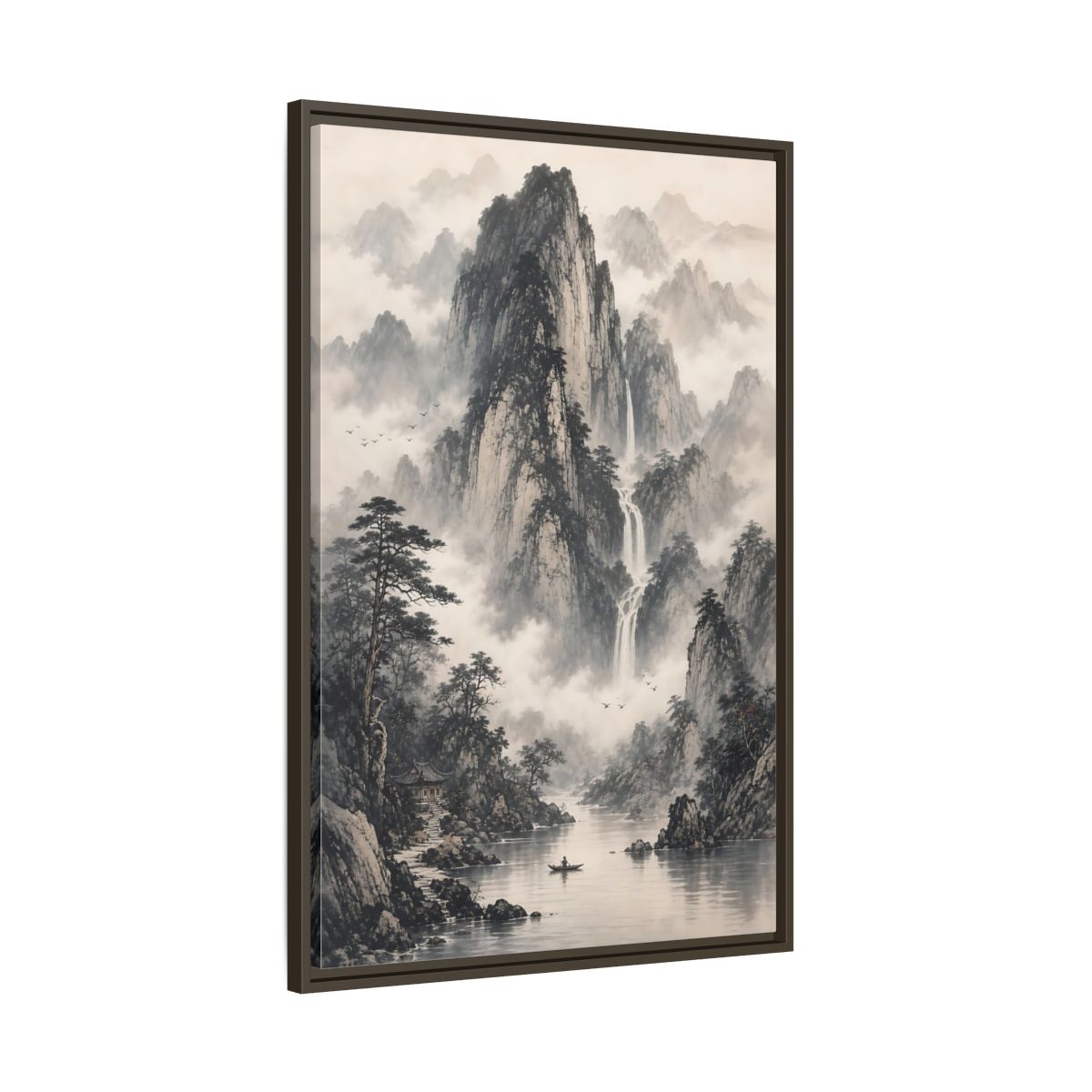 Main Mockup. Nature Mountain Landscape Monochrome Mountains shown as stretched canvas wall art