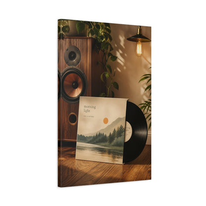 Side Mockup 2. Nature Mountain Landscape Morning Light Landscape shown as canvas print