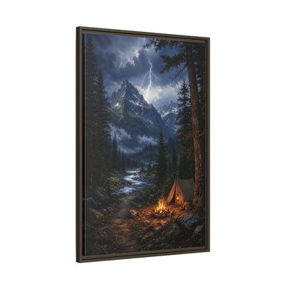 Main Mockup. Nature Mountain Landscape Mountain Storm Camp shown as stretched canvas wall art