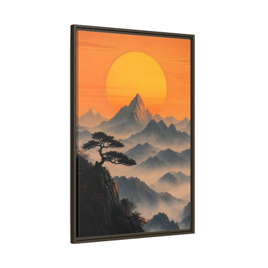 Main Mockup. Nature Mountain Landscape Orange Mountain View shown as stretched canvas wall art