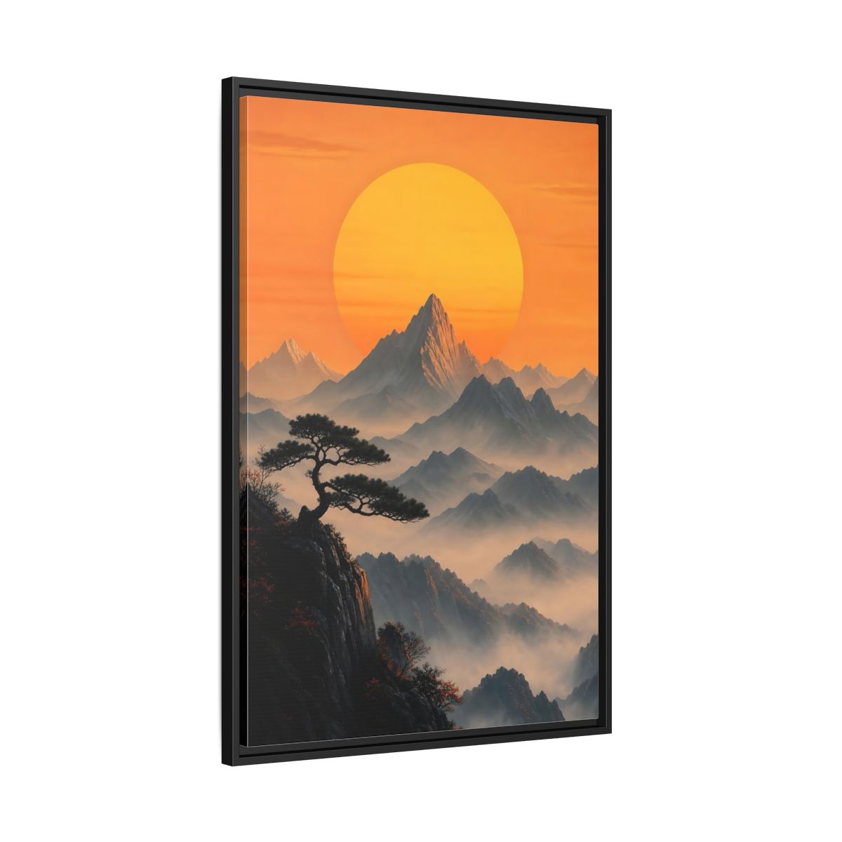 Side Mockup 13. Nature Mountain Landscape Orange Mountain View shown as stretched canvas wall art