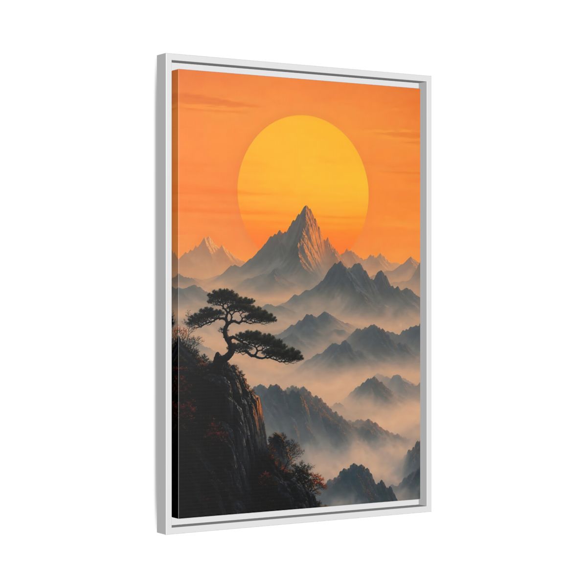 Side Mockup 10. Nature Mountain Landscape Orange Mountain View shown as stretched canvas wall art