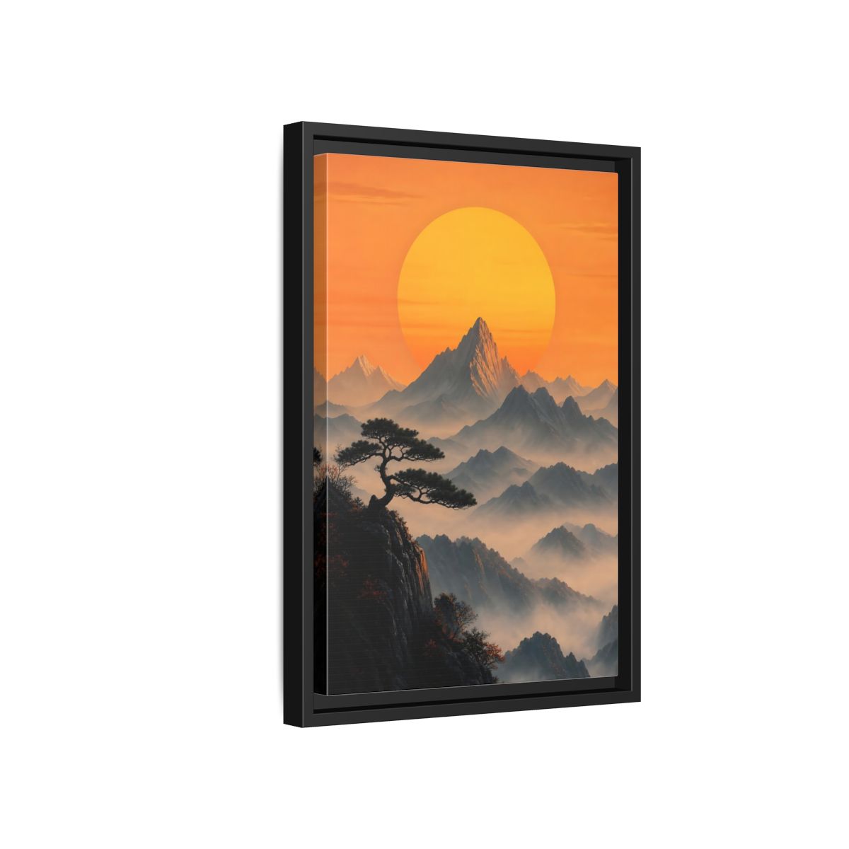 Side Mockup 6. Nature Mountain Landscape Orange Mountain View shown as stretched canvas wall art