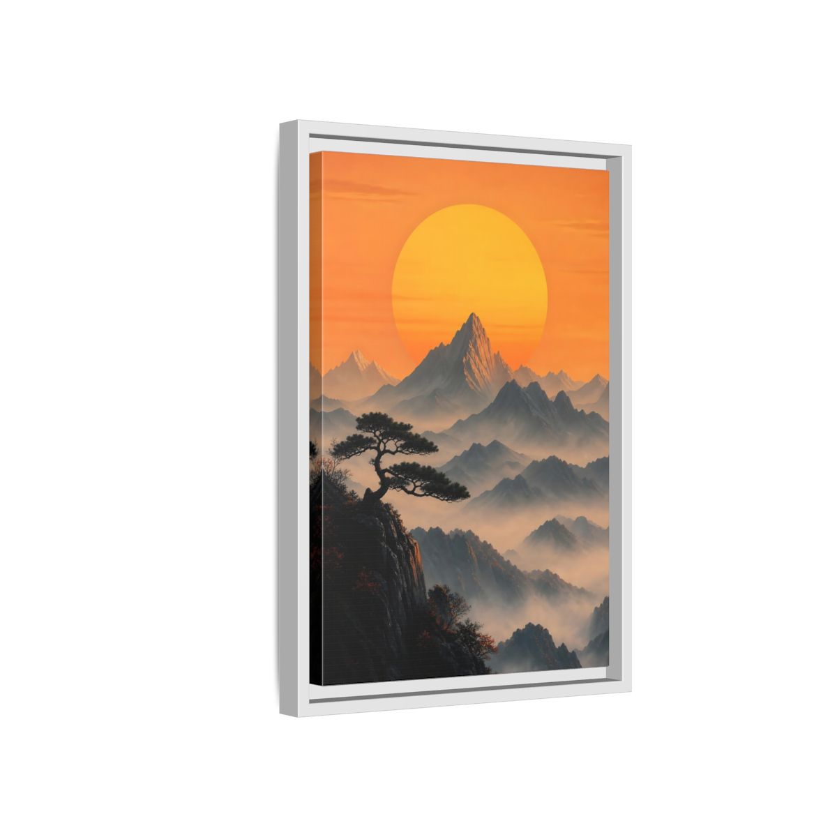 Side Mockup 4. Nature Mountain Landscape Orange Mountain View shown as stretched canvas wall art