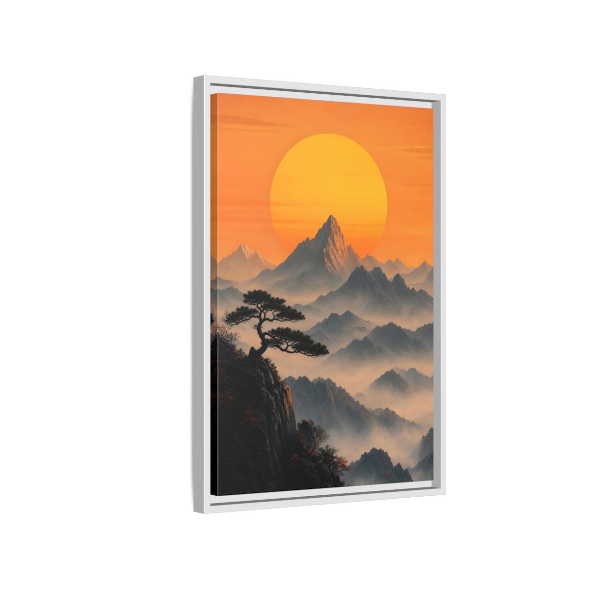 Side Mockup 1. Nature Mountain Landscape Orange Mountain View shown as stretched canvas wall art
