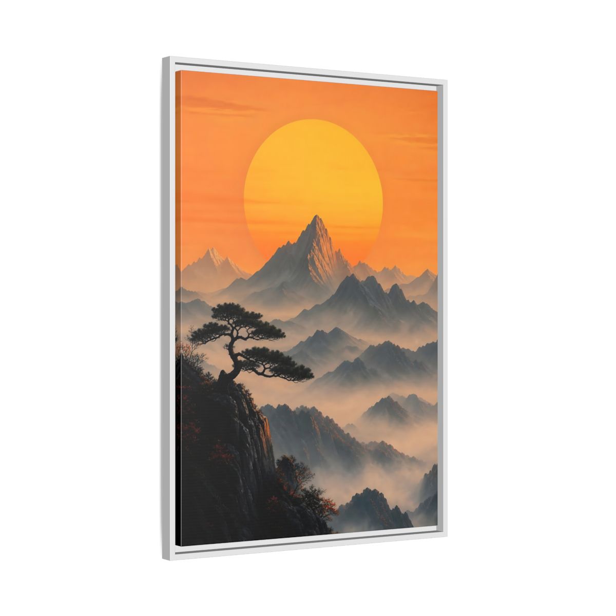 Side Mockup 9. Nature Mountain Landscape Orange Mountain View shown as stretched canvas wall art