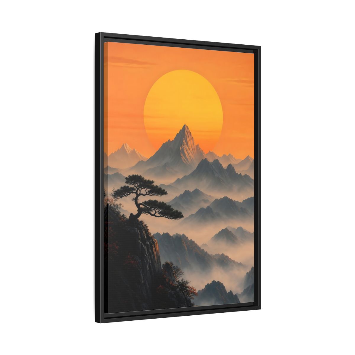 Side Mockup 14. Nature Mountain Landscape Orange Mountain View shown as stretched canvas wall art