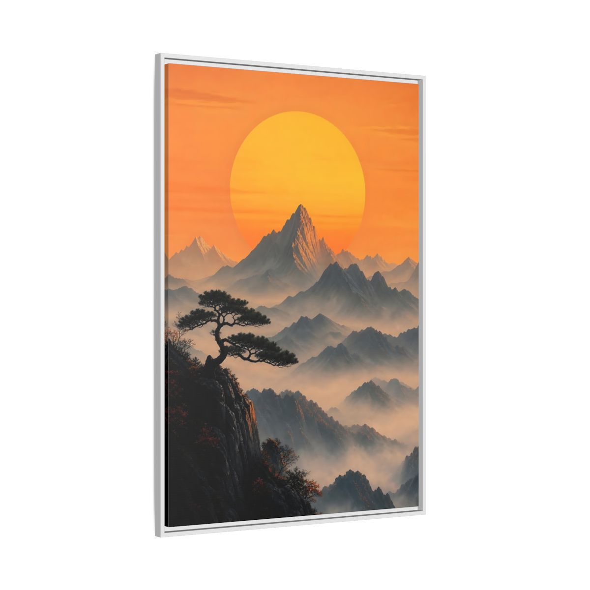 Side Mockup 7. Nature Mountain Landscape Orange Mountain View shown as stretched canvas wall art