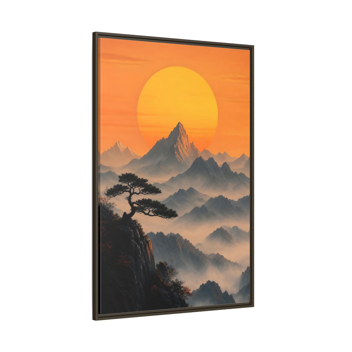 Side Mockup 8. Nature Mountain Landscape Orange Mountain View shown as stretched canvas wall art