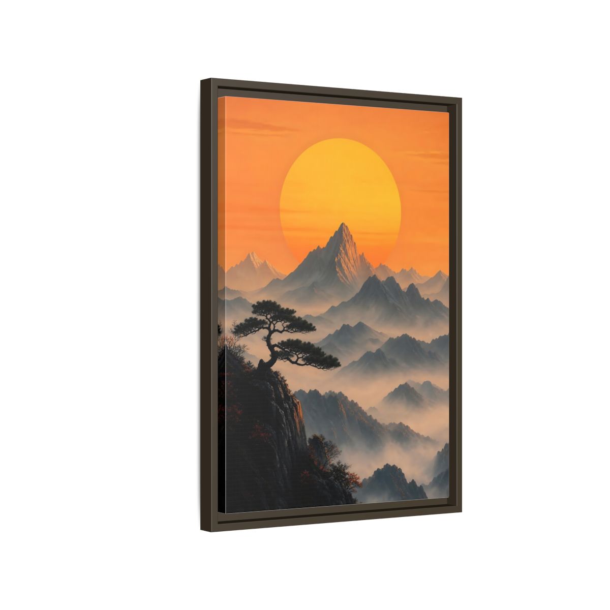 Side Mockup 2. Nature Mountain Landscape Orange Mountain View shown as stretched canvas wall art