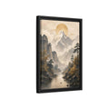 Side Mockup 6. Nature Mountain Landscape Pale Gold Mountain shown as stretched canvas wall art