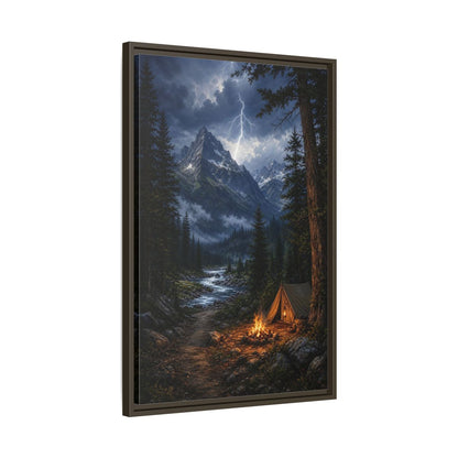Side Mockup 11. Nature Mountain Landscape Mountain Storm Camp shown as stretched canvas wall art