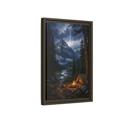 Side Mockup 5. Nature Mountain Landscape Mountain Storm Camp shown as stretched canvas wall art